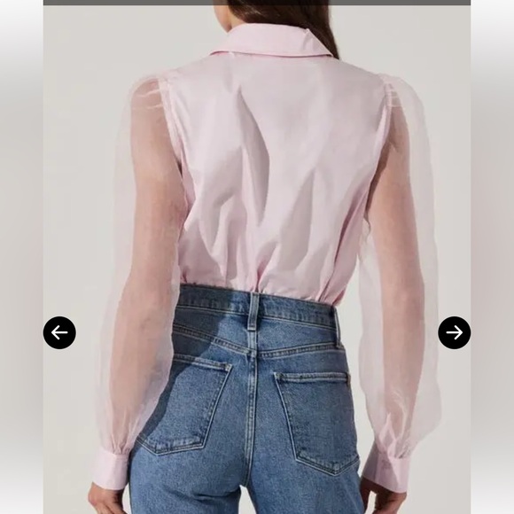 Astr the Label Sheer Sleeve Pink Shirt size M - Picture 2 of 7